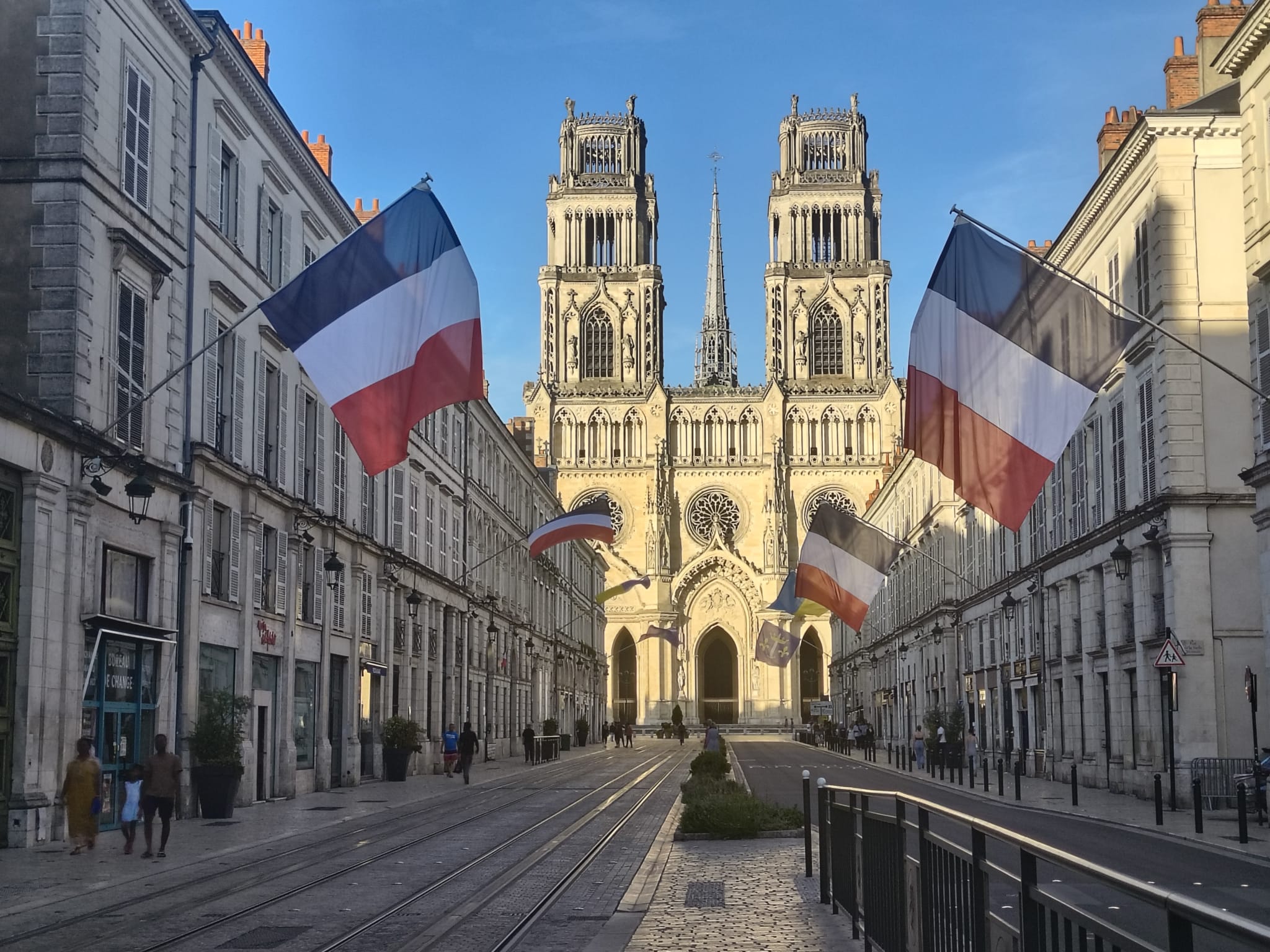 Kathedraal van Orléans met Franse vlaggen